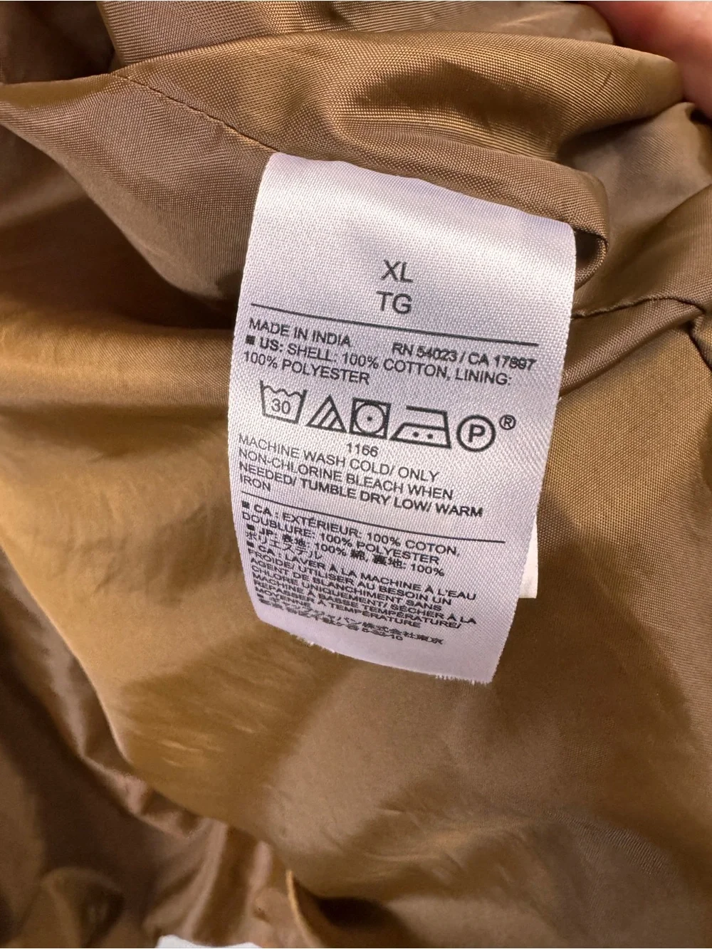 Banana Republic Size XL Waxed Mac Jacket Water Resistant Brown Field Cotton